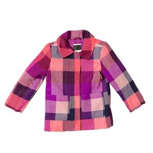 Toddler Girls plaid wool purple pink jacket flannel